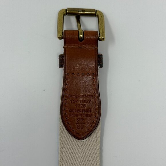 Polo Ralph Lauren Plaid Leather-Trim Tartan Belt Men's 32 Preppy Classic Formal - Picture 9 of 10